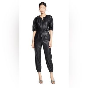 Rebecca Taylor Black Vegan Leather Jumpsuit - Size 2